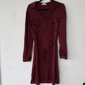 Lucky Brand Maroon Long Sleeve Dress